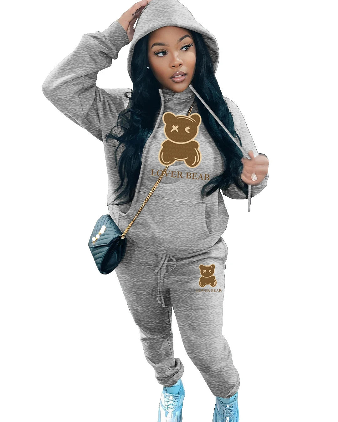 Autumn Fashion Letter Print Hoodie Sets Butterfly Letter Print Kangaroo Pocket Pants Sets Daily Casual Two Piece Tracksuit