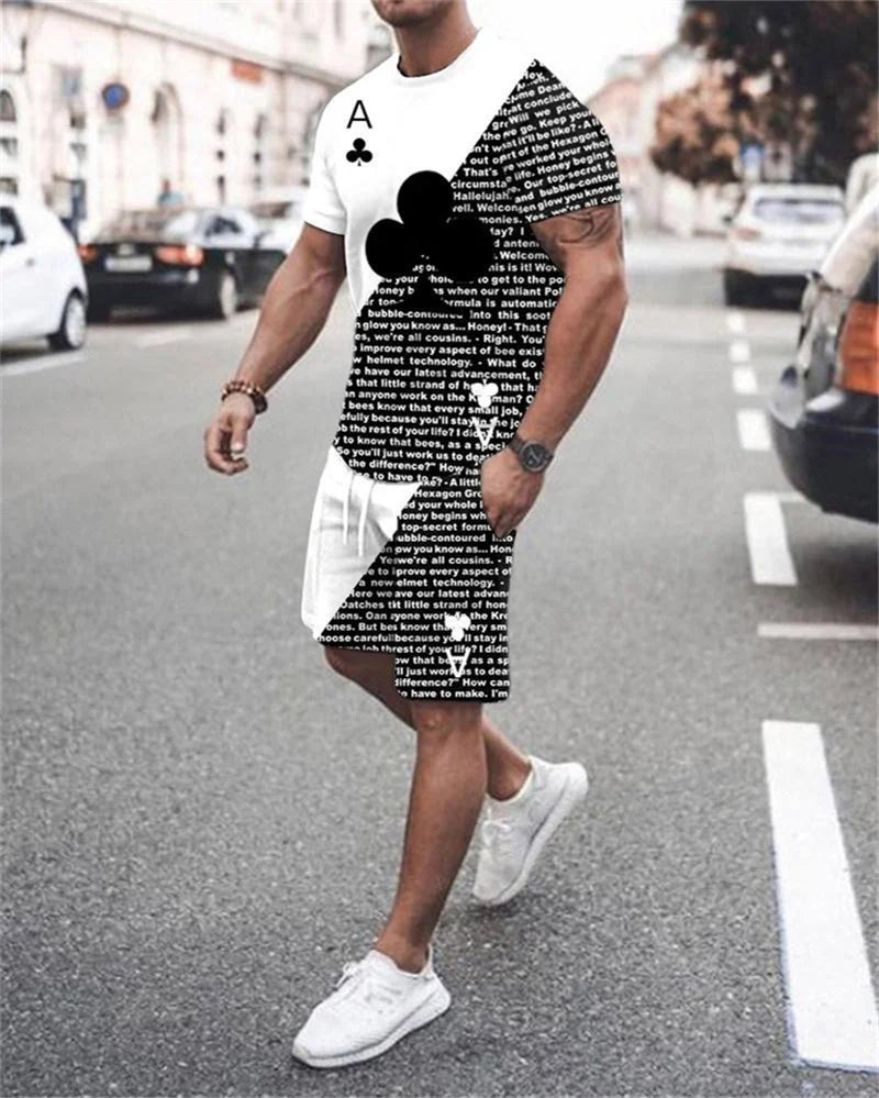 New Summer Men's Tracksuit Believe in Yourself T-shirt Shorts Set Sport Outfit Jogging Suit Oversized Clothes Outdoor Streetwear