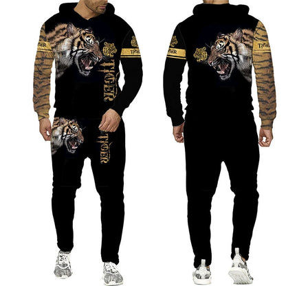New Animal 3D Tiger Printed Hoodie + Pants Suit Cool Men/Women 2 Pcs Sportwear Tracksuit Set Autumn And Winter Men's Clothing