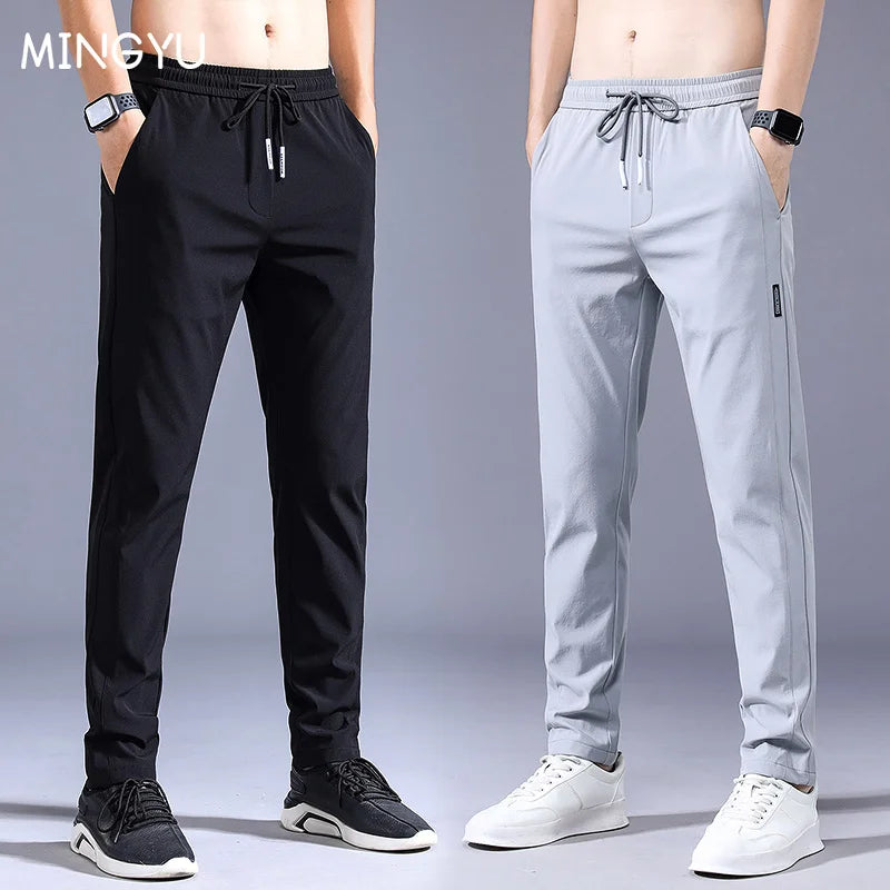 Pantalon Décontracté Homme Été Léger Taille Cordon
