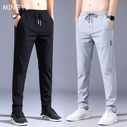 Pantalon Décontracté Homme Été Léger Taille Cordon
