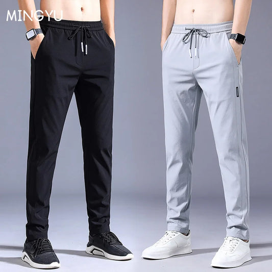 Pantalon Décontracté Homme Été Léger Taille Cordon