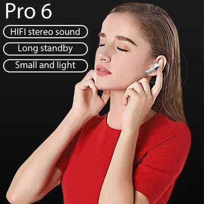 Pro 6 TWS Bluetooth Earphones High quality gaming headset Wireless Noise Cancelling Headset with Mic Earbuds for iPhone Android