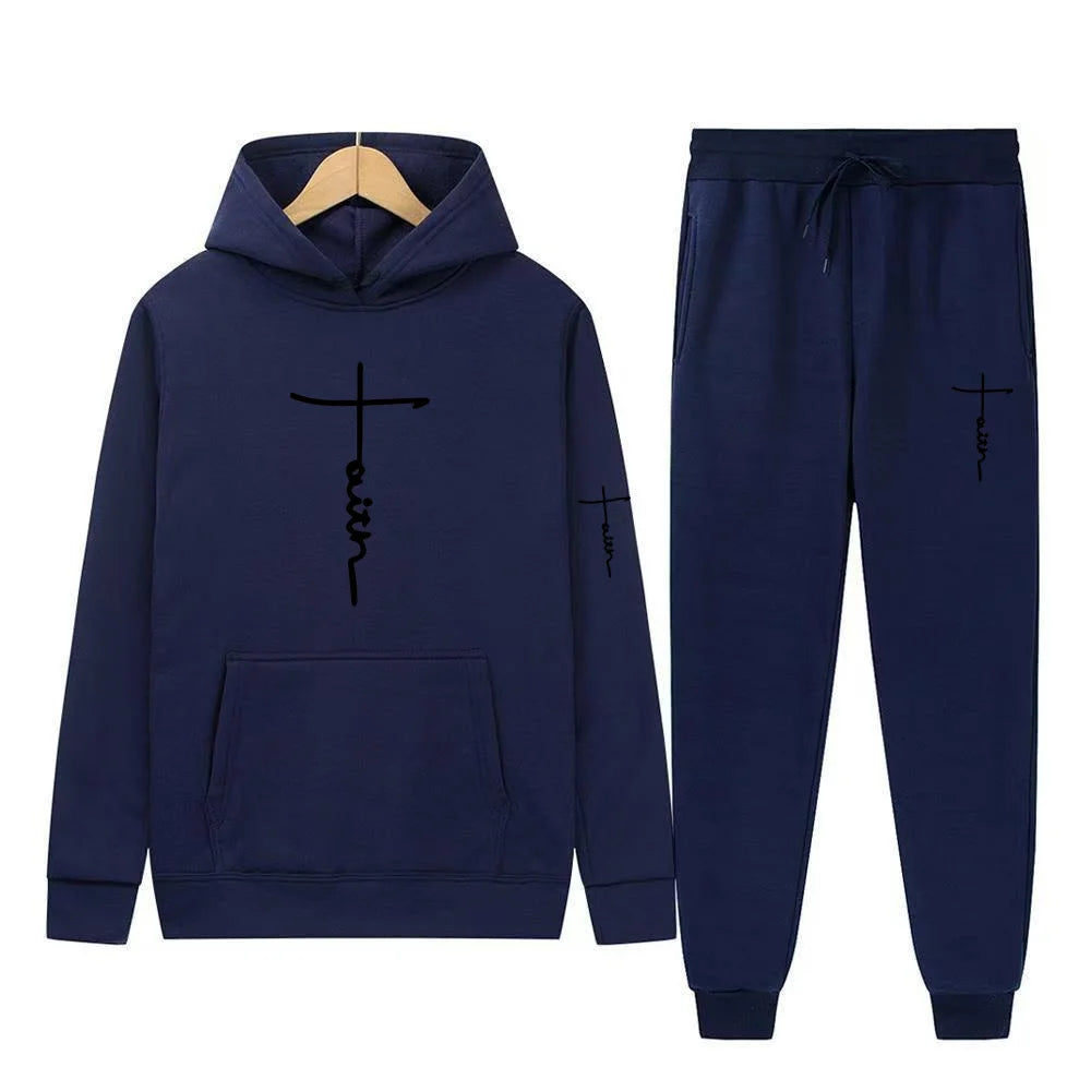 Men's Hooded Sports Suit Sweater Set Warm Outfit for Spring Autumn Winter Brand Low Price Sale 2024  S-3XL