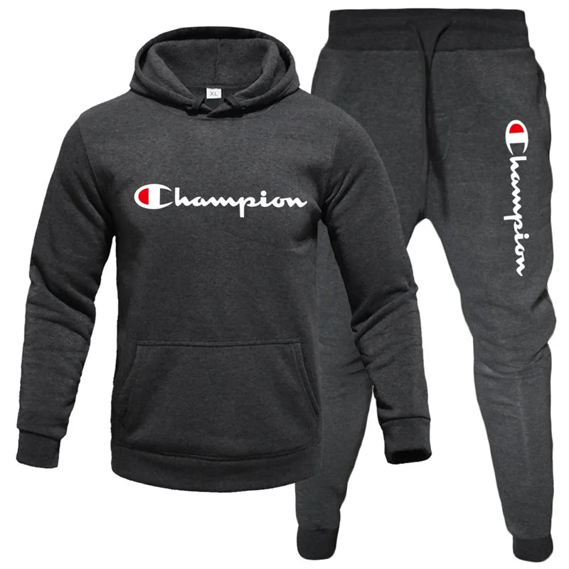 2 Pieces Sets Tracksuit Hooded Men Skull Brand Autumn Winter Sweatshirt +drawstring Pants Male Sport Hoodies Running Sportswear