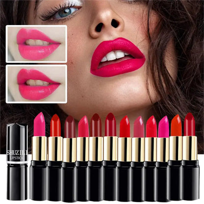 SHUZILI Moisturizing  Lipstick Velvet High Quality Lipsticks Shiny Professional Korean Makeup Cosmetic For Lip Women