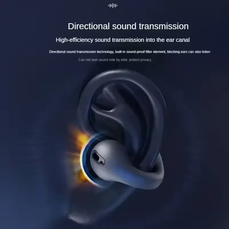 Microphone Sport Earphone Open Ear Bone Conduction Headphones Wireless Earbuds Bluetooth 5.3 Clip On EarBuds with HD Call