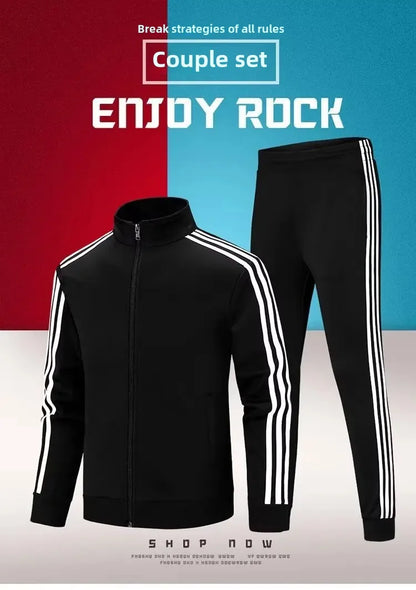 Casual Sportswear Couple Set Men's Sweatpants Women's Ankle Trousers Three Pieces Sport Suit Trendy Brand Origin China