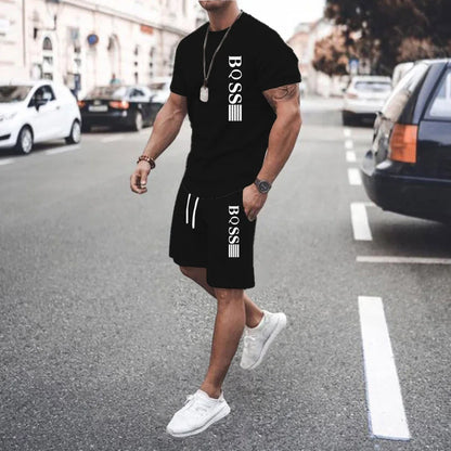 New Summer 2025 Men's set Explosive Super Hot Casual Fashion Sportswear 3d Digital Printed Men's Short-sleeved T-shirt Suit