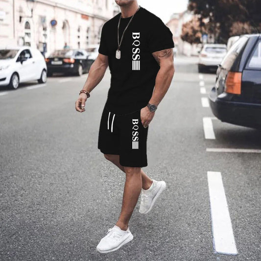 New Summer 2025 Men's set Explosive Super Hot Casual Fashion Sportswear 3d Digital Printed Men's Short-sleeved T-shirt Suit
