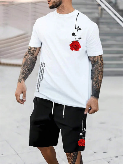 2024 New Men's Casual Short-Sleeved Shorts 2-Piece Urban Street Fashion T-Shirt Shorts Suit Men's Seagull Logo Printed Tracksuit