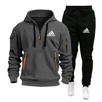 Fashion Print Tracksuit for Men Zipper Hooded Sweatshirt and Sweatpants Two Pieces Suits Male Casual Fitness Jogging Sports Sets
