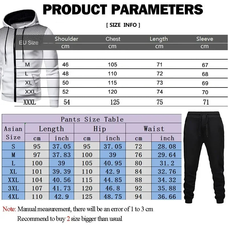 Autumn and winter outdoor new fashion fitness slow sport running suit men's zipper hooded jacket + casual pants two-piece set