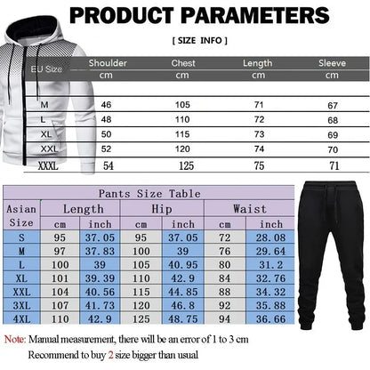 Autumn and winter outdoor new fashion fitness slow sport running suit men's zipper hooded jacket + casual pants two-piece set
