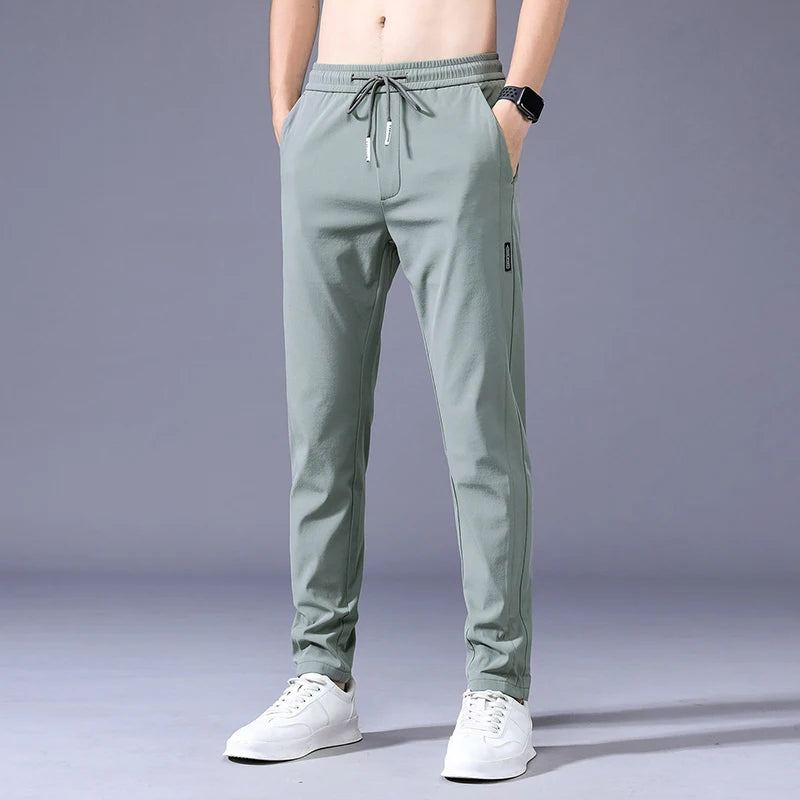 Pantalon Décontracté Homme Été Léger Taille Cordon