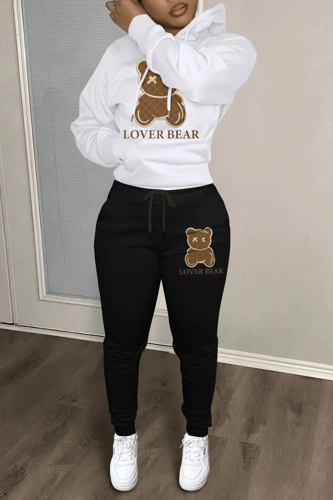Autumn Fashion Letter Print Hoodie Sets Butterfly Letter Print Kangaroo Pocket Pants Sets Daily Casual Two Piece Tracksuit