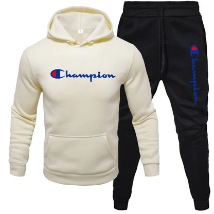 2 Pieces Sets Tracksuit Hooded Men Skull Brand Autumn Winter Sweatshirt +drawstring Pants Male Sport Hoodies Running Sportswear