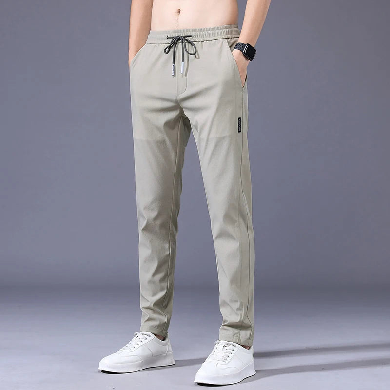 Pantalon Décontracté Homme Été Léger Taille Cordon
