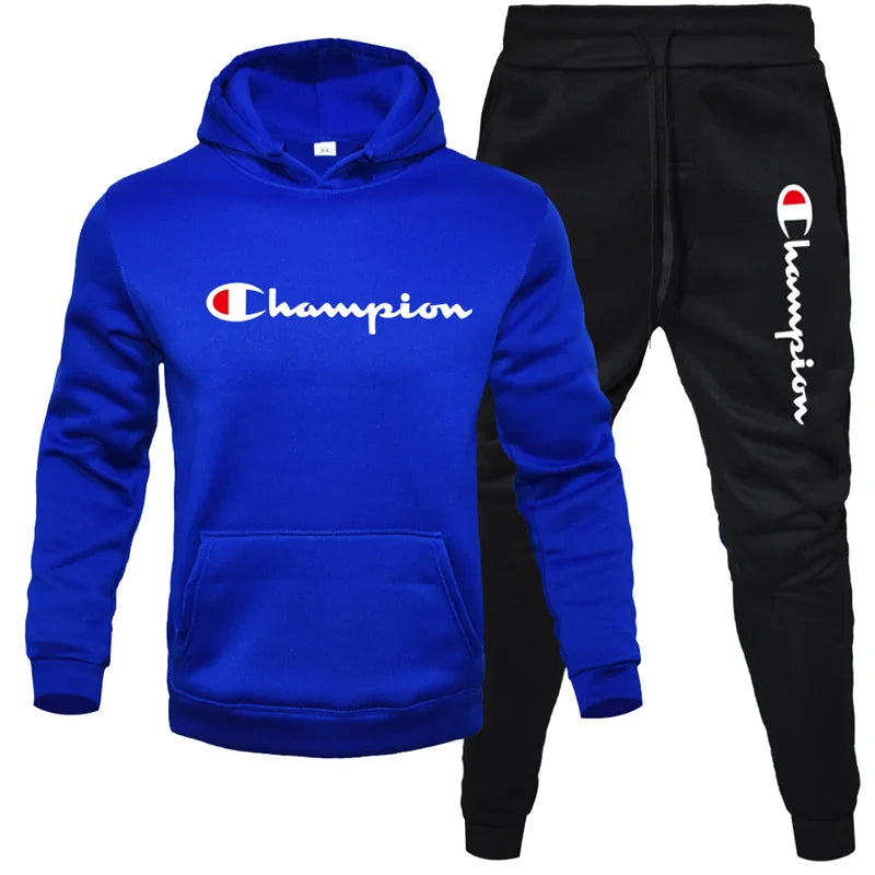 2 Pieces Sets Tracksuit Hooded Men Skull Brand Autumn Winter Sweatshirt +drawstring Pants Male Sport Hoodies Running Sportswear