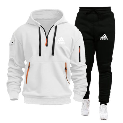 Fashion Print Tracksuit for Men Zipper Hooded Sweatshirt and Sweatpants Two Pieces Suits Male Casual Fitness Jogging Sports Sets