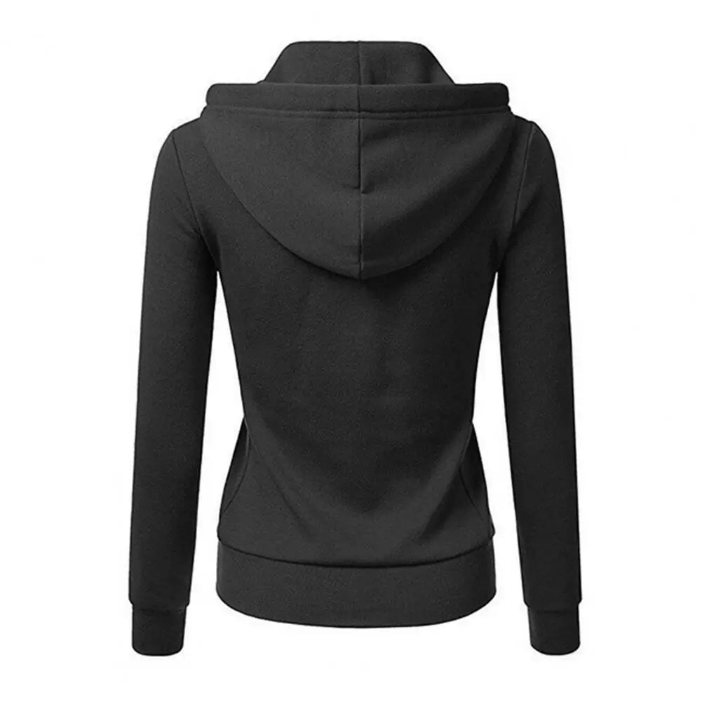 Women Sports Hoodie Women's Drawstring Hooded Zip-up Jacket with Elastic Cuff Pockets Fall Winter Sport Fitness Coat for Slim
