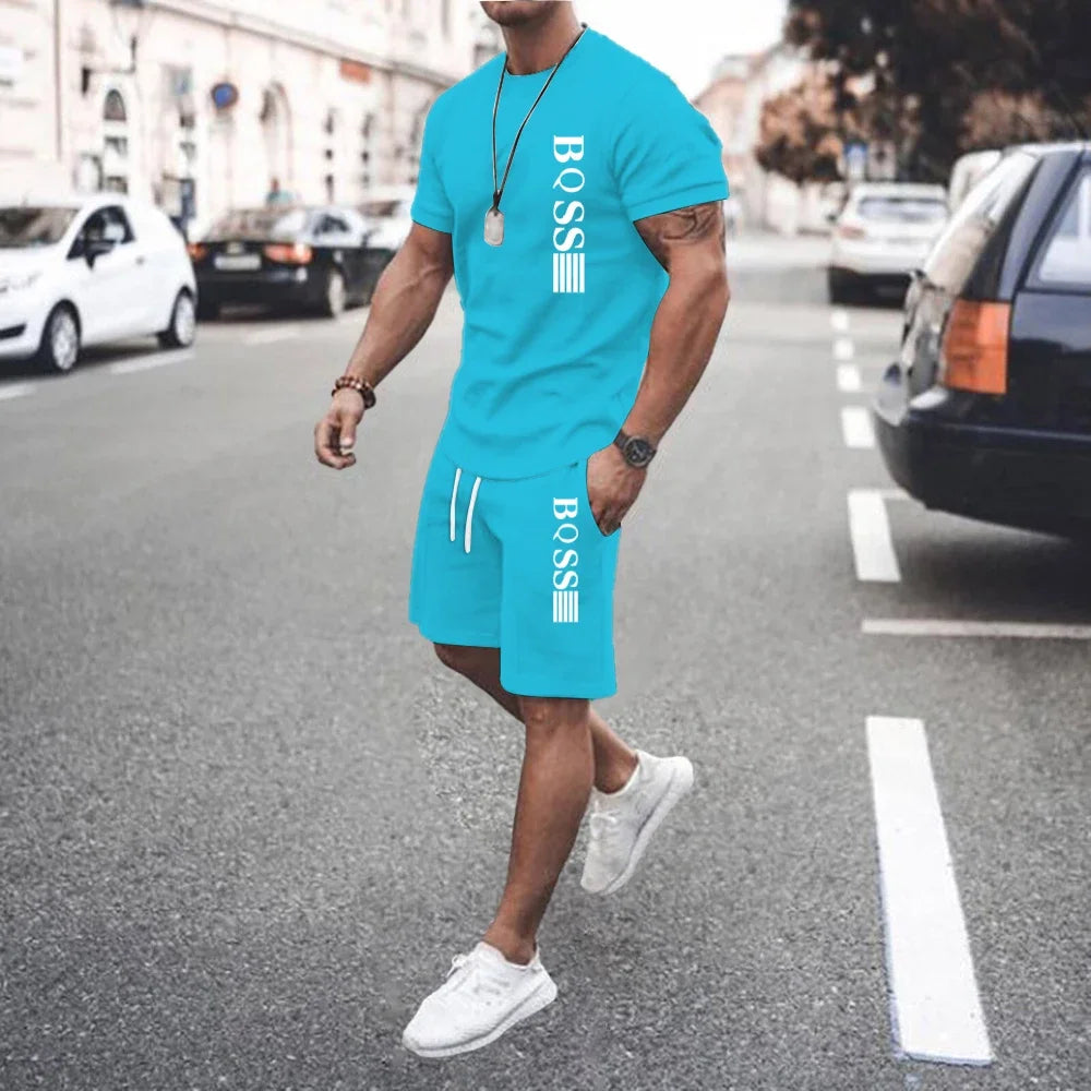 New Summer 2025 Men's set Explosive Super Hot Casual Fashion Sportswear 3d Digital Printed Men's Short-sleeved T-shirt Suit