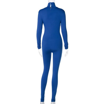 BWQ Casual Women Long Sleeve Turtleneck Long Sleeve Skinny Stretchy Jumpsuit 2024 Autumn Winter One Piece Suit INS Playsuit