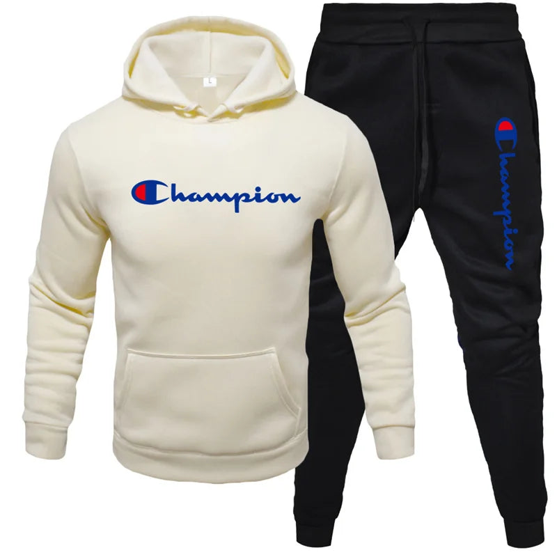 2 Pieces Sets Tracksuit Hooded Men Skull Brand Autumn Winter Sweatshirt +drawstring Pants Male Sport Hoodies Running Sportswear