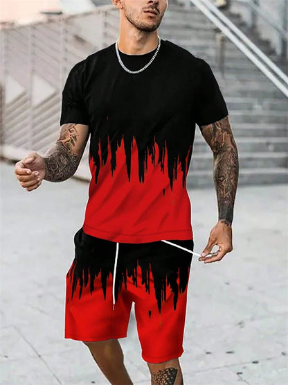 2024 New Men's Casual Short-Sleeved Shorts 2-Piece Urban Street Fashion T-Shirt Shorts Suit Men's Seagull Logo Printed Tracksuit