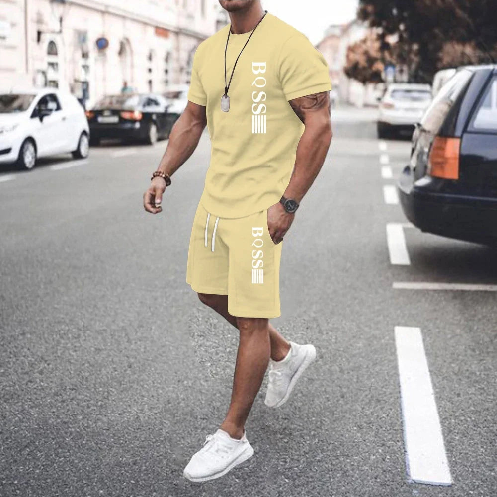 New Summer 2025 Men's set Explosive Super Hot Casual Fashion Sportswear 3d Digital Printed Men's Short-sleeved T-shirt Suit