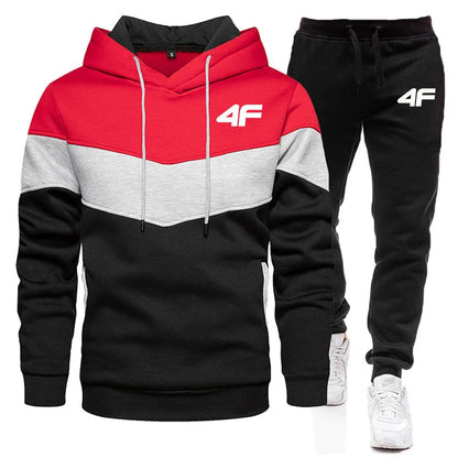 Fall Winter Fleece Thick Warm Men's Tracksuit Hoodies + Pants 2Pcs Sets Suit Sportswear Trend Fashion Hip Hop Men Clothing