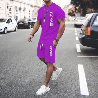 New Summer 2025 Men's set Explosive Super Hot Casual Fashion Sportswear 3d Digital Printed Men's Short-sleeved T-shirt Suit