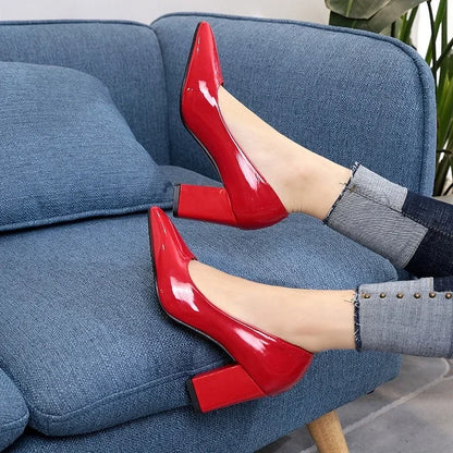 High-heeled Shoes Women 2024 Pointed Shallow Mouth Shoes Women's Thick-heeled Fashion Shoes Plus Size 43  Zapatos Para Mujer