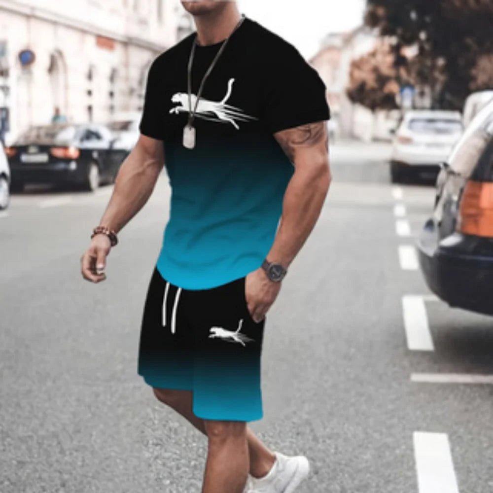 3D Yourself Printed T Shirt+Shorts 2PCS Outfits Summer Men's Casual Sport Suit Fashion Beach Short Sleeve T-shirt Set