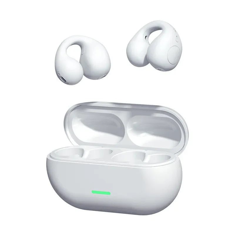 Microphone Sport Earphone Open Ear Bone Conduction Headphones Wireless Earbuds Bluetooth 5.3 Clip On EarBuds with HD Call