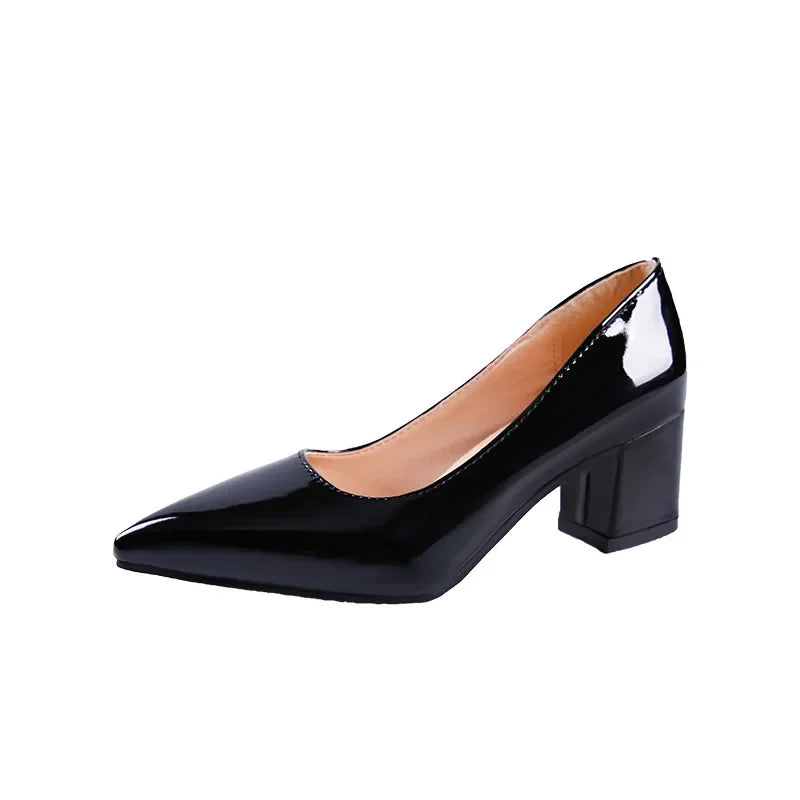 High-heeled Shoes Women 2024 Pointed Shallow Mouth Shoes Women's Thick-heeled Fashion Shoes Plus Size 43  Zapatos Para Mujer