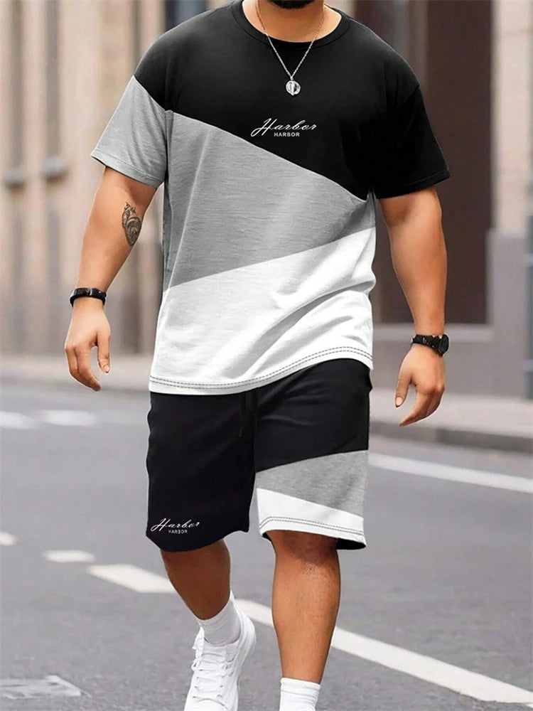 2024 New Men's Casual Short-Sleeved Shorts 2-Piece Urban Street Fashion T-Shirt Shorts Suit Men's Seagull Logo Printed Tracksuit