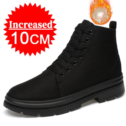 Men Boots Elevator Shoes Hidden Heels Canvas Heightening Shoes For Man Hidden Heels Increase Insole 10CM 8CM Sports Height Shoes