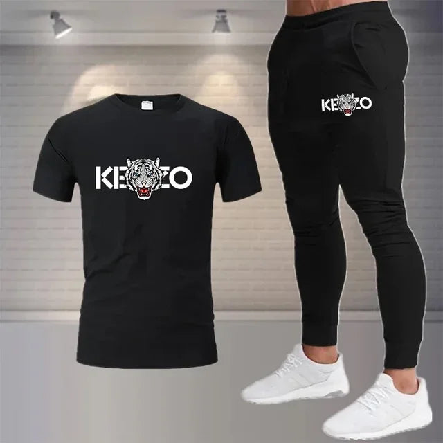 2024 new summer men's sports fashion suit 100% cotton T-shirt Shorts 2-piece suit sports casual men's wear