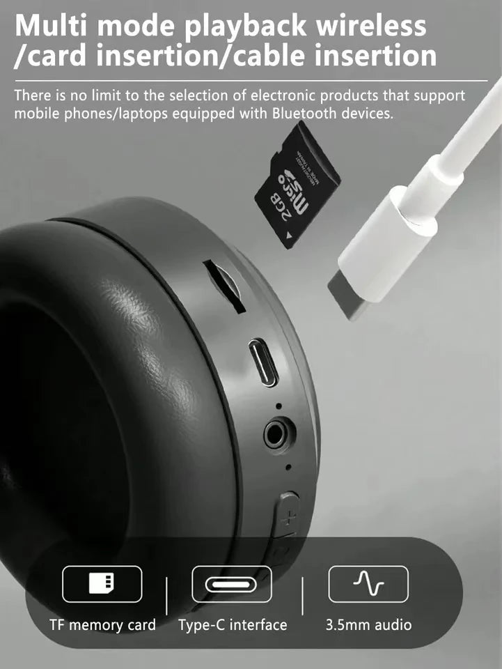 #Wireless Bluetooth 5.3 Headphones Over Ear HIFI Stereo Headsets True Sport Gamer Earphone TF/AUX Music Player with HD Mic Gifts