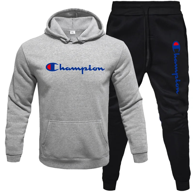 2 Pieces Sets Tracksuit Hooded Men Skull Brand Autumn Winter Sweatshirt +drawstring Pants Male Sport Hoodies Running Sportswear