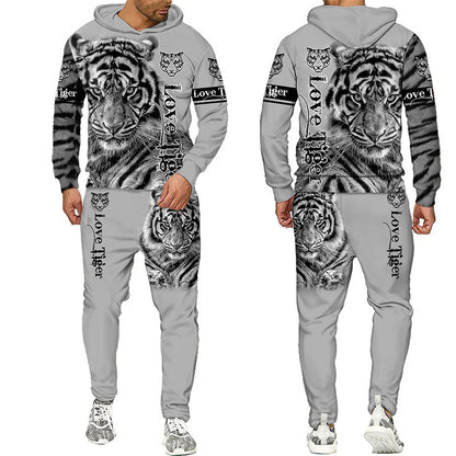 New Animal 3D Tiger Printed Hoodie + Pants Suit Cool Men/Women 2 Pcs Sportwear Tracksuit Set Autumn And Winter Men's Clothing