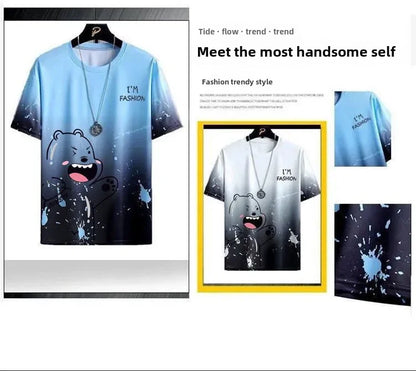 Casual Sports 2-piece Set Youth Short Sleeve Trousers Summer New Style Suit Men Trendy Brand Matching Cool Foreign Trade