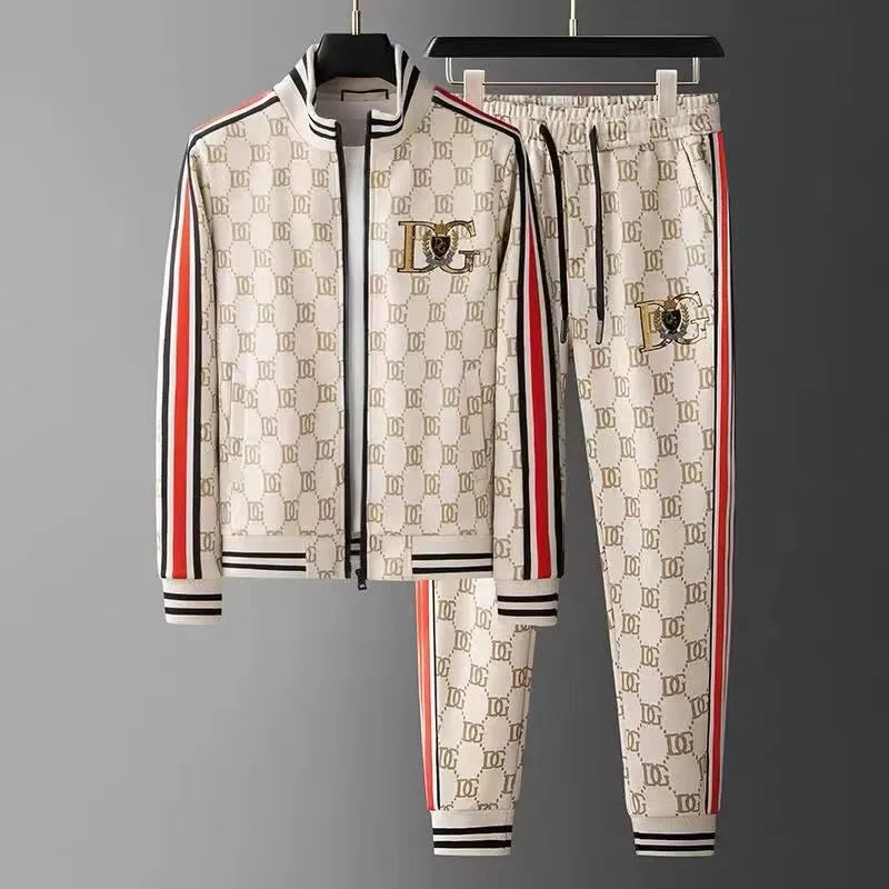 Plus Size M-4XL Outfits Fashion Casual Men Sport Suit New Spring Autumn Cardigan Zipper Jacket Outwear+Pant 2 Piece Set