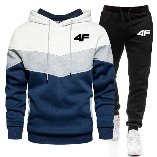 Fall Winter Fleece Thick Warm Men's Tracksuit Hoodies + Pants 2Pcs Sets Suit Sportswear Trend Fashion Hip Hop Men Clothing