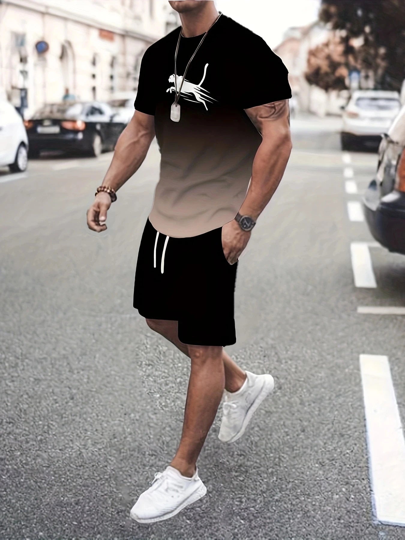 3D Yourself Printed T Shirt+Shorts 2PCS Outfits Summer Men's Casual Sport Suit Fashion Beach Short Sleeve T-shirt Set