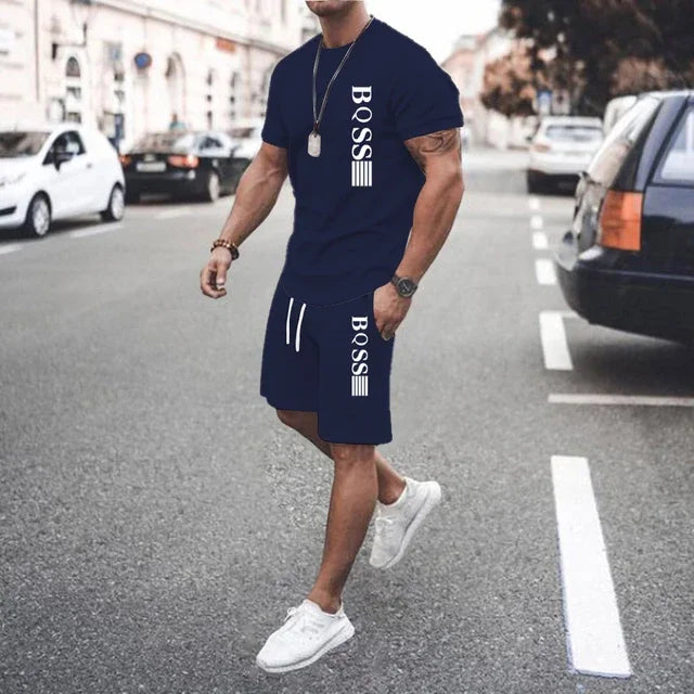New Summer 2025 Men's set Explosive Super Hot Casual Fashion Sportswear 3d Digital Printed Men's Short-sleeved T-shirt Suit