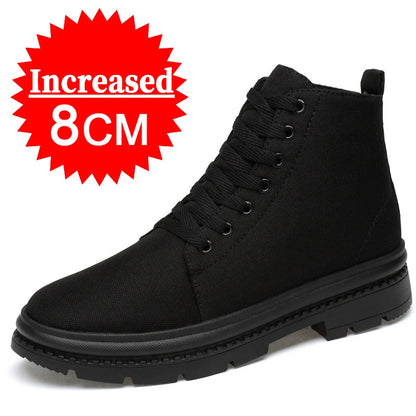 Men Boots Elevator Shoes Hidden Heels Canvas Heightening Shoes For Man Hidden Heels Increase Insole 10CM 8CM Sports Height Shoes