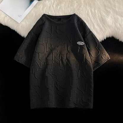 Men's Summer Loose-fit Walf Checks Short Sleeve T-shirt Casual Trendy Five-point Sports Leisure Pants Suit
