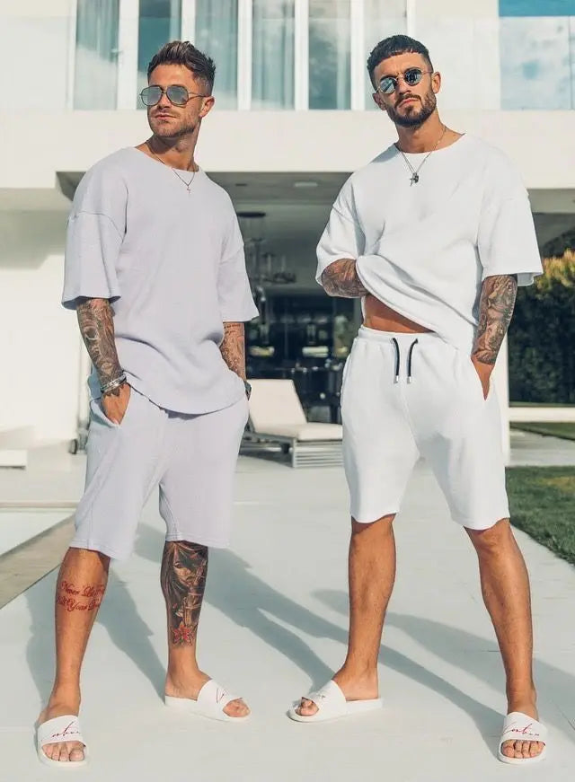 2024 New Men's Casual Short-Sleeved Shorts 2-Piece Urban Street Fashion T-Shirt Shorts Suit Men's Seagull Logo Printed Tracksuit